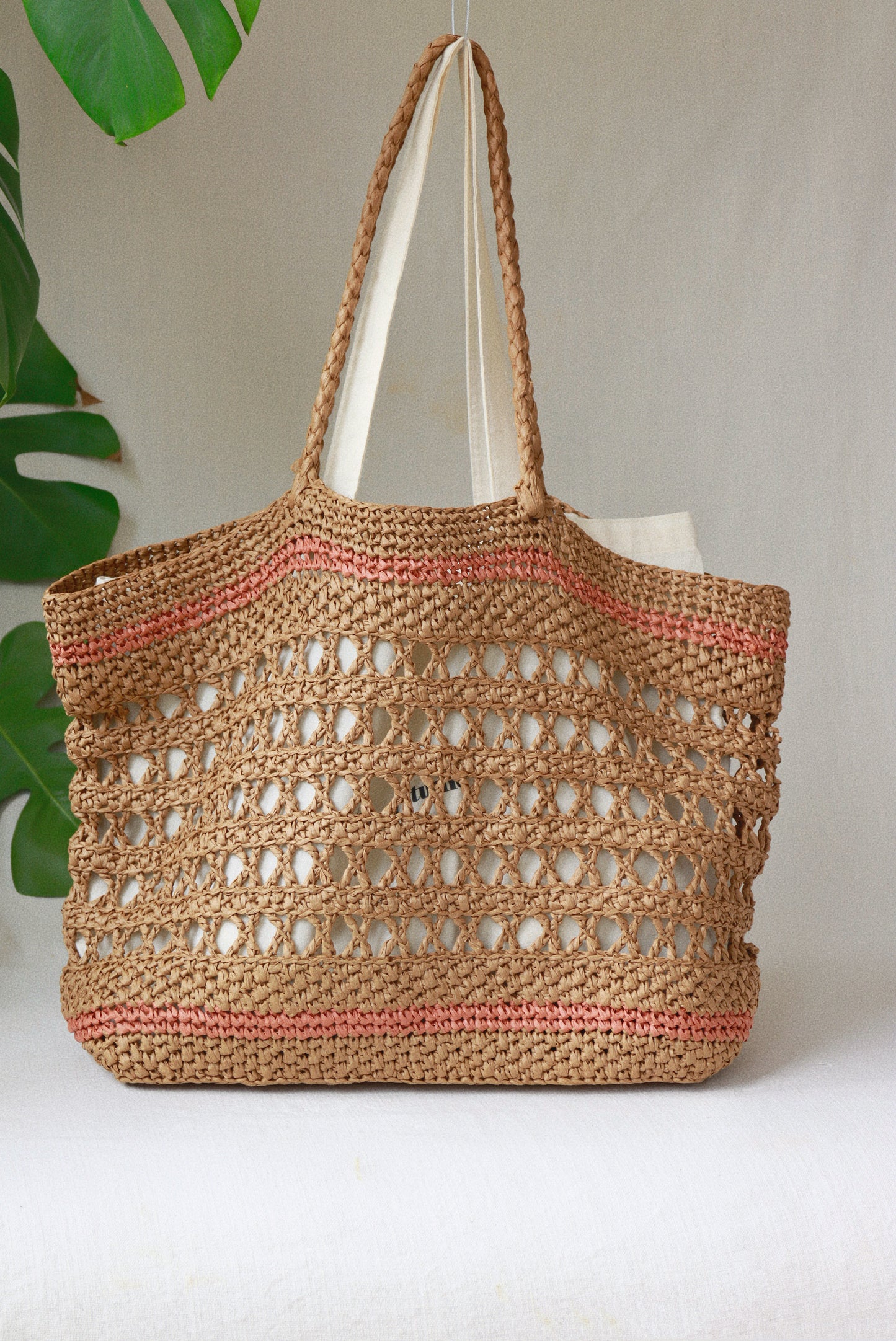 Große Raffia-Strandtasche