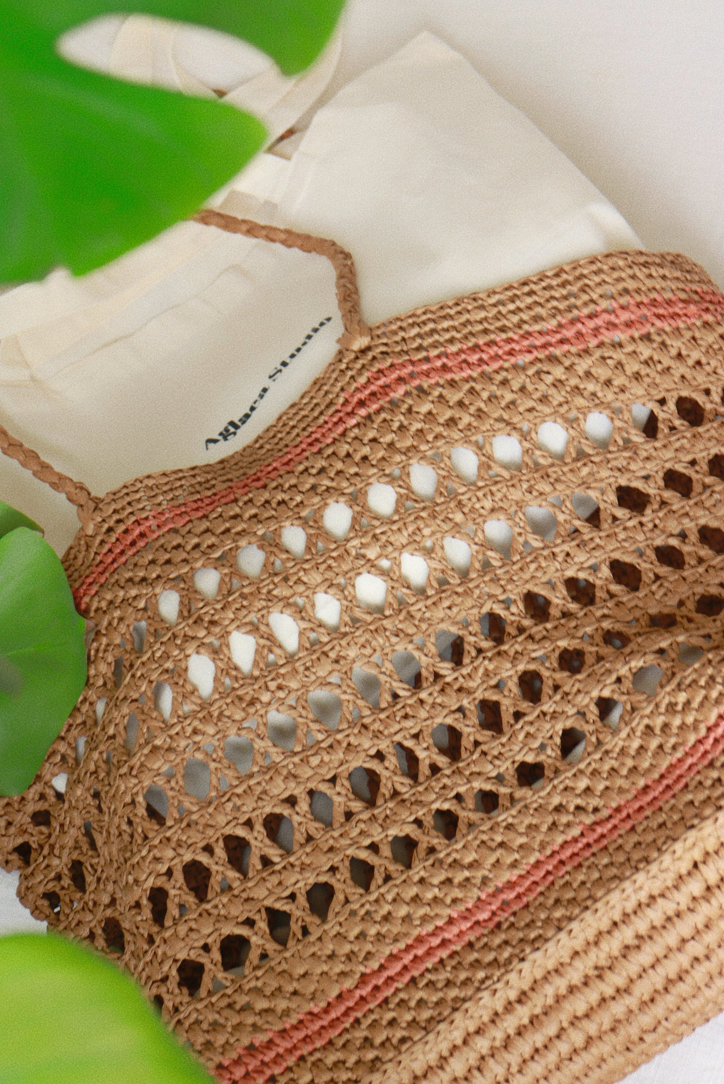 Große Raffia-Strandtasche