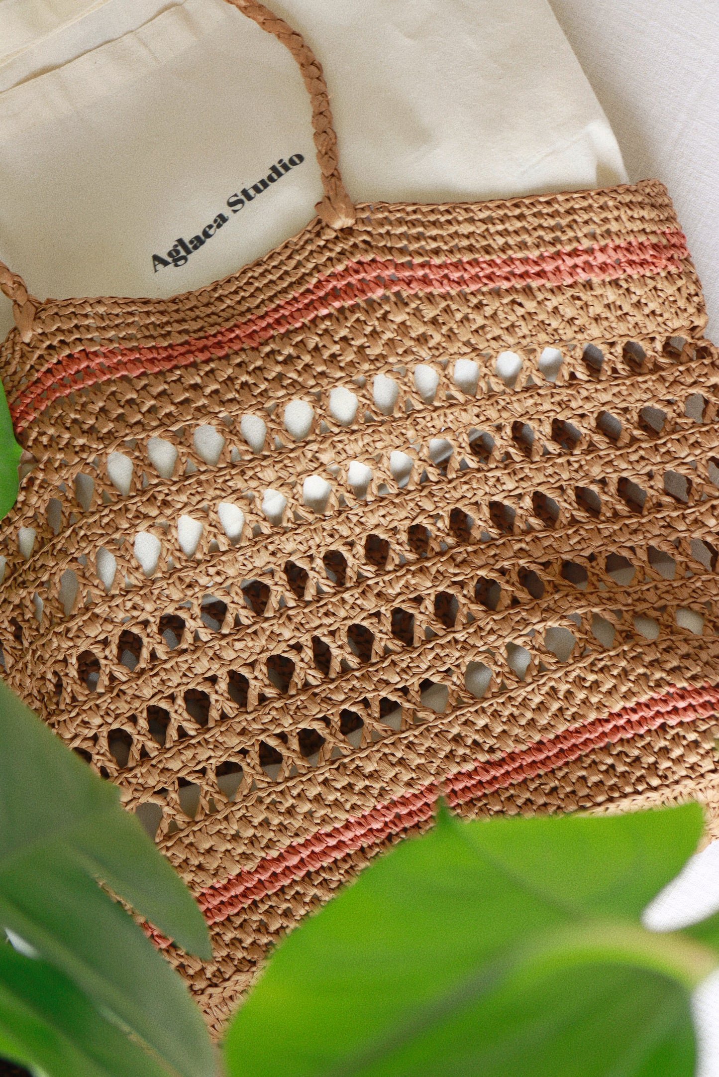 Große Raffia-Strandtasche